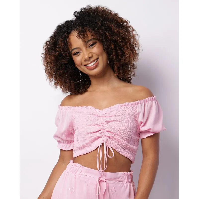 Blusa Feminina Berry & Co. Cropped Ciganinha Colissê Rosa G