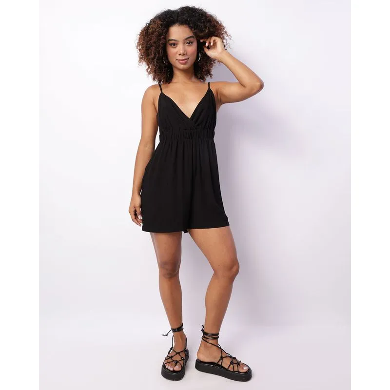 Macaquinho Feminino Berry & Co. Viscose Alcinha Preto M