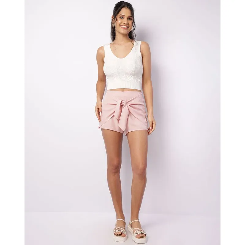 Short Feminino Berry & Co. Viscose Amarração Rosa G