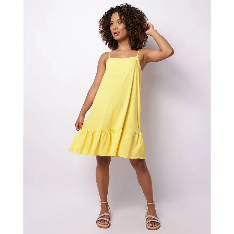 Vestido Feminino Berry & Co. Curto Viscose Amarelo GG