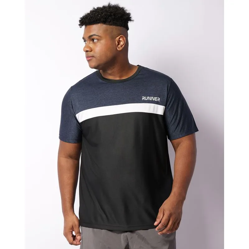 Camiseta Esportiva Plus Size Masculina Dry Fit Com Recortes Preto G3