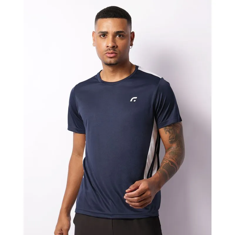 Camiseta Esportiva Masculina Dry Fit Recortes Marinho GG