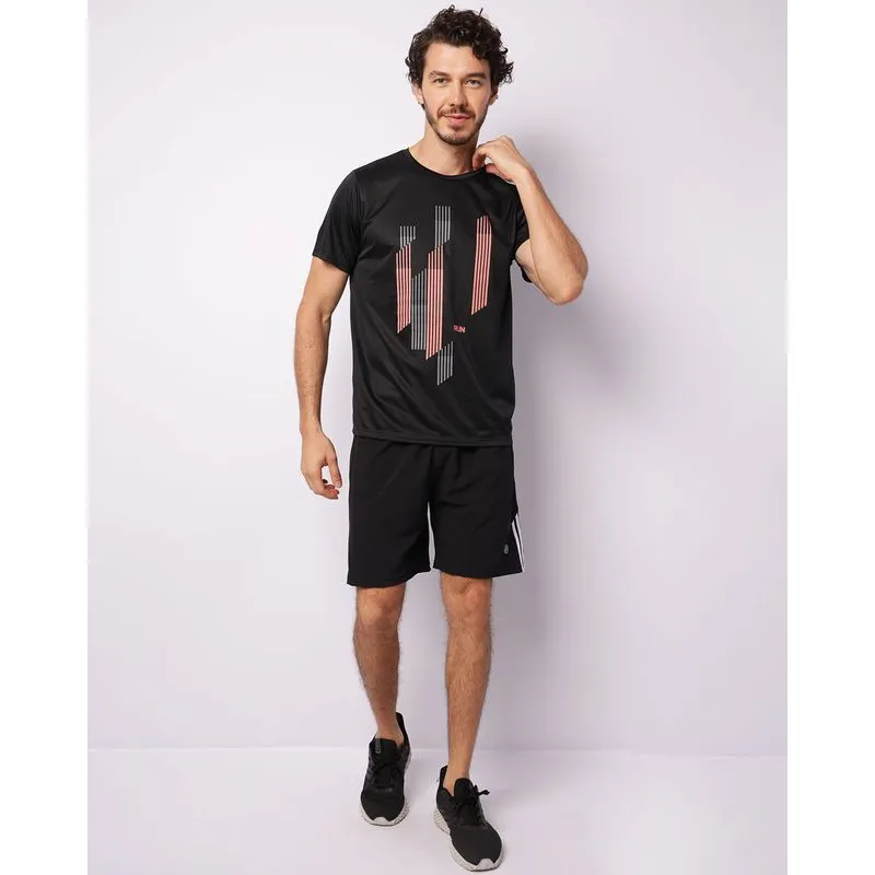 Bermuda Esportiva Masculina Recortes Bolso Cordão Preta M