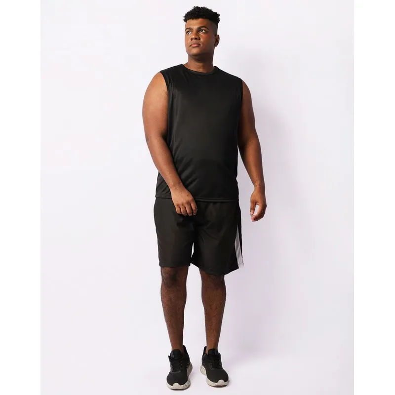 Bermuda Esportiva Plus Size Masculina Dry Fit Com Recortes Preta G2