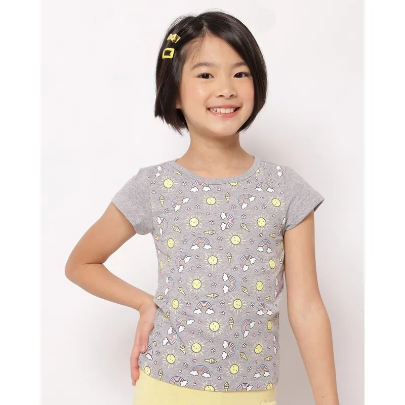 Blusa Infantil Estampa Frontal Divertida Manga Curta Cinza 10