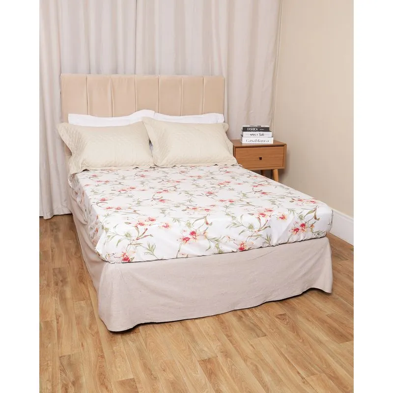 Lençol Avulso Queen Arte & Cazza Com Elástico Estampado Branco UN