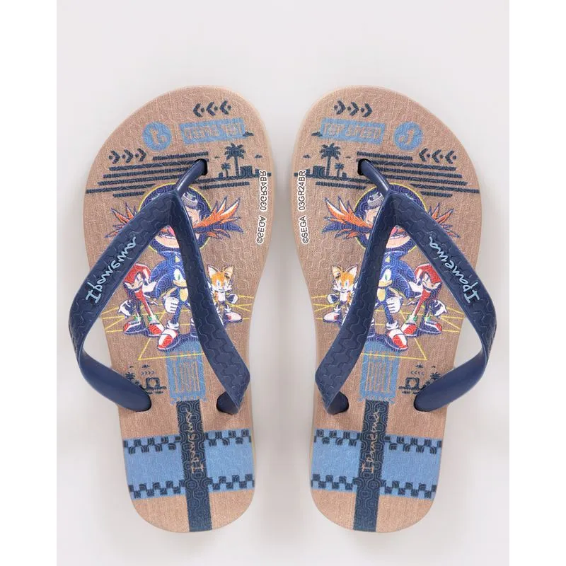 Chinelo Ipanema Infantil Estampa Sonic Bege 25/26