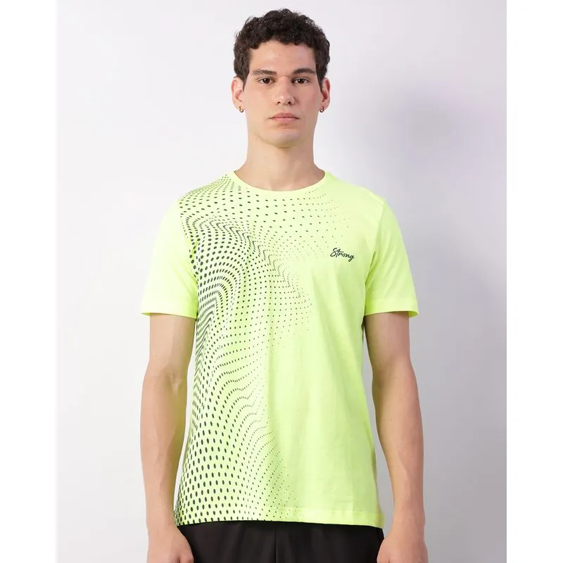 Camiseta Esportiva Masculina Estampada Manga Curta Neon Verde M