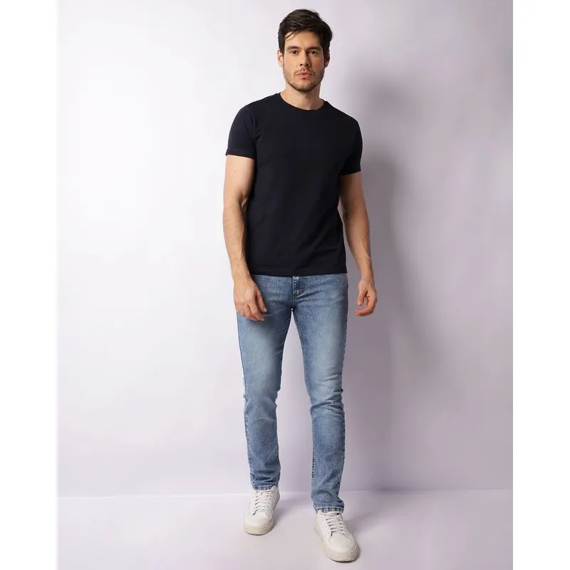 Calça Jeans Masculina Vizzy Slim Marmorizada Azul 48