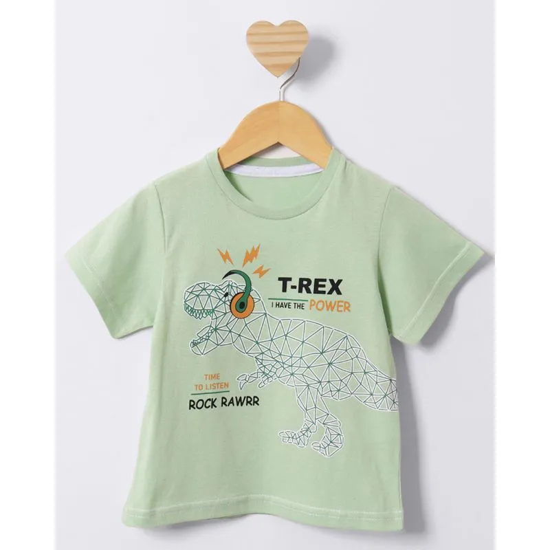 Camiseta Bebê Estampa Dinossauro Manga Curta Verde 1