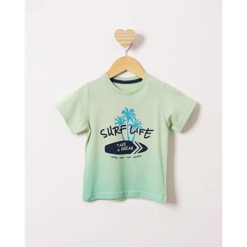Camiseta Bebê Estampa Tropical Manga Curta Verde 3