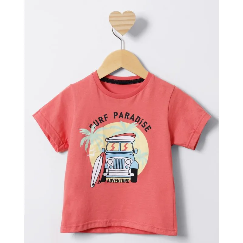 Camiseta Bebê Manga Curta Estampa Tropical Laranja 3