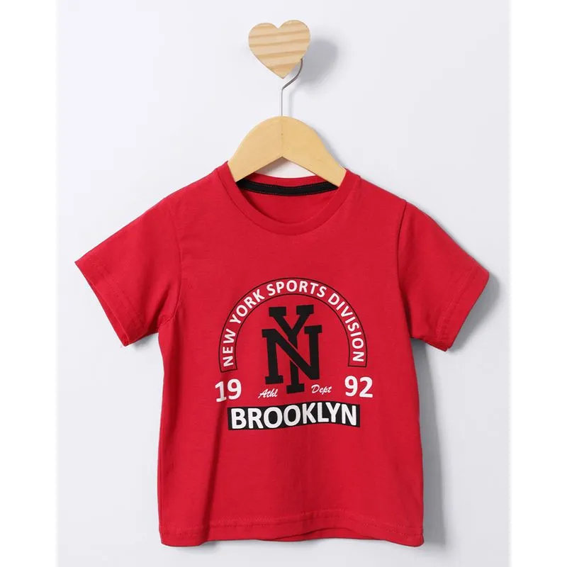 Camiseta Bebê Estampa New York Manga Curta Vermelha 2