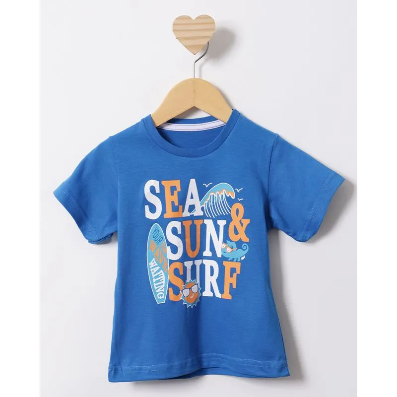 Camiseta Bebê Manga Curta Estampada Azul 3