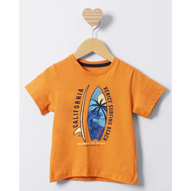Camiseta Bebê Manga Curta Estampa Califórnia Laranja 2