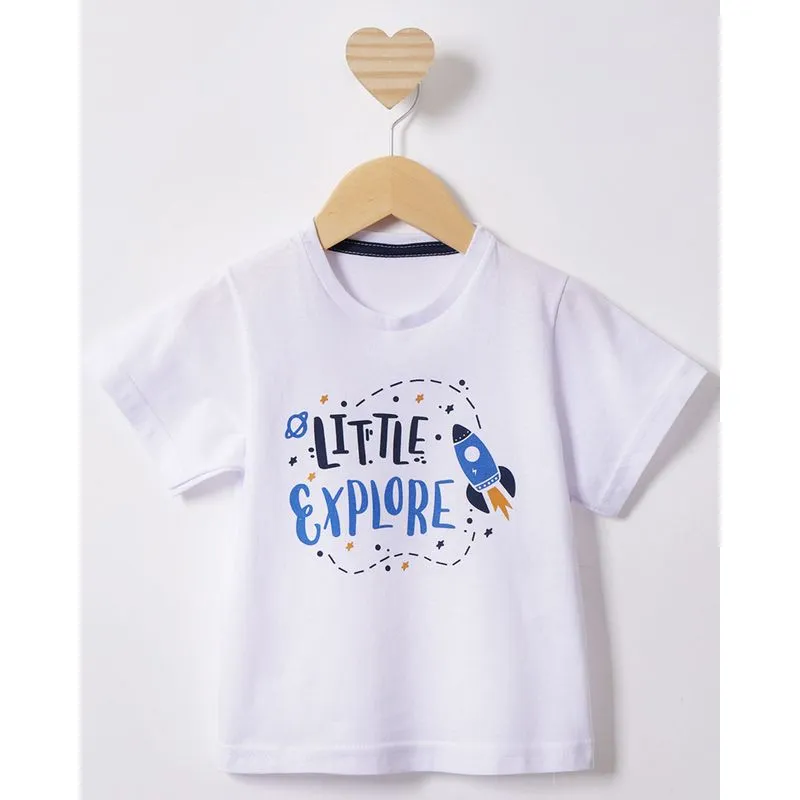 Camiseta Bebê Estampa Foguete Manga Curta Branca 3