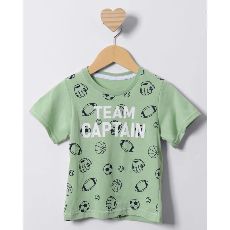 Camiseta Bebê Estampa Futebol Americano Manga Curta Verde 1