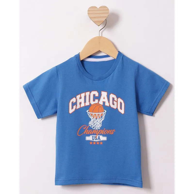 Camiseta Bebê Estampa Basquete Manga Curta Azul 2