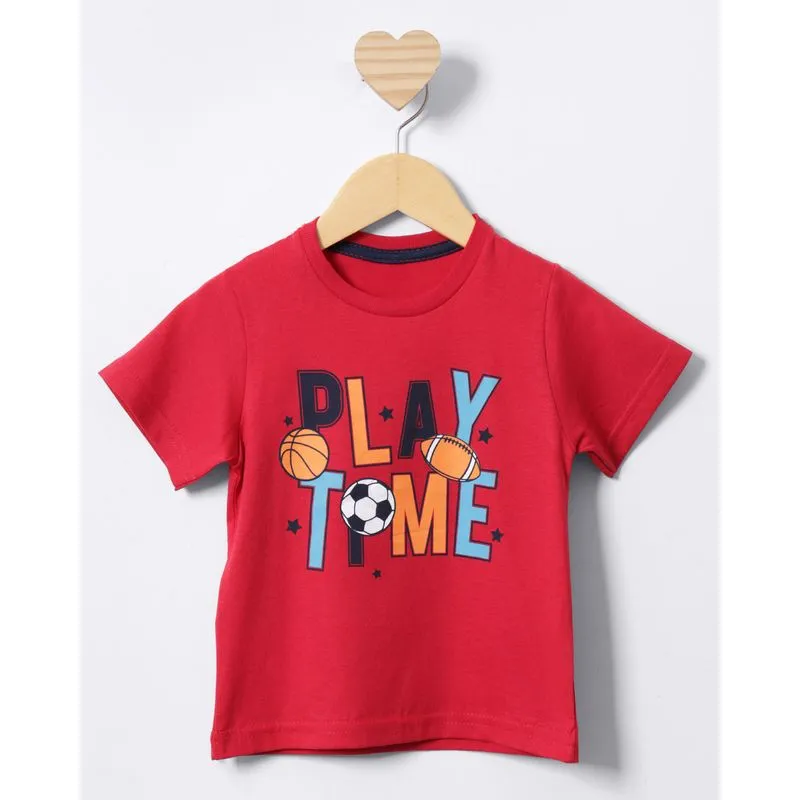 Camiseta Bebê Estampada Manga Curta Vermelha 3