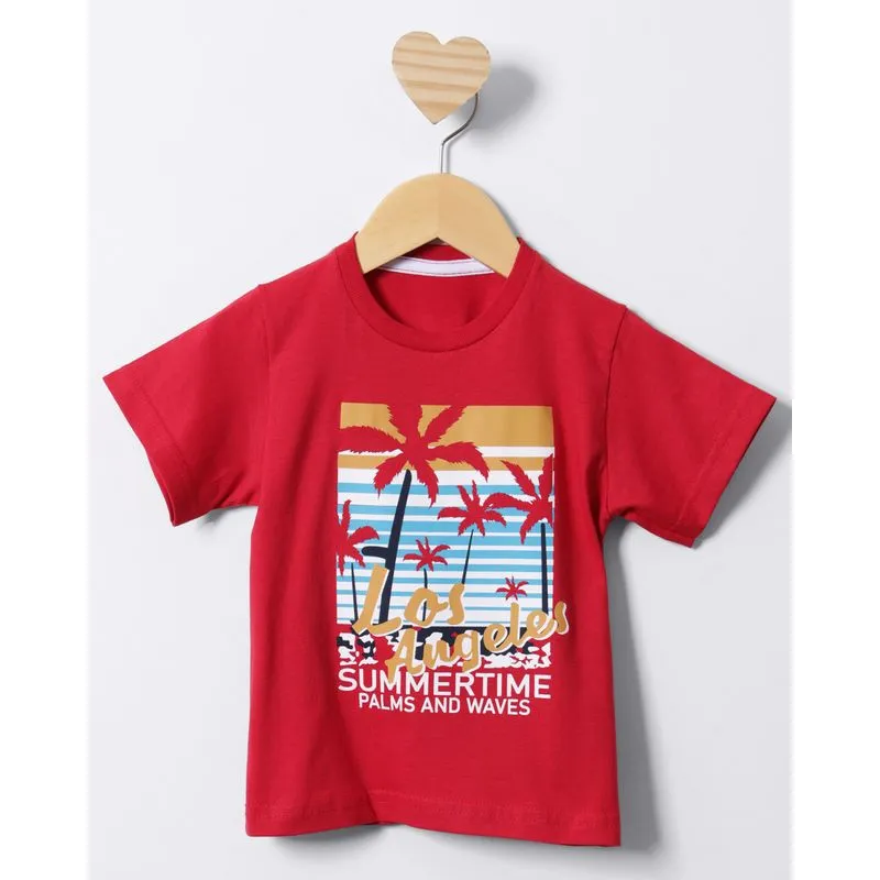Camiseta Bebê Manga Curta Estampa Los Angeles Vermelha 3