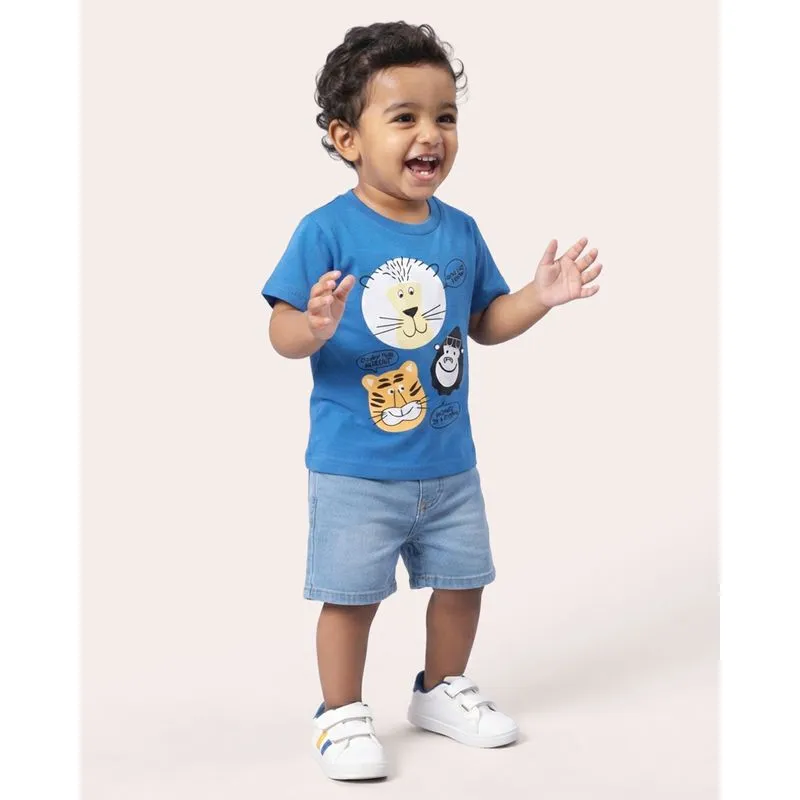 Camiseta Bebê Estampa Bichinhos Manga Curta Azul 3