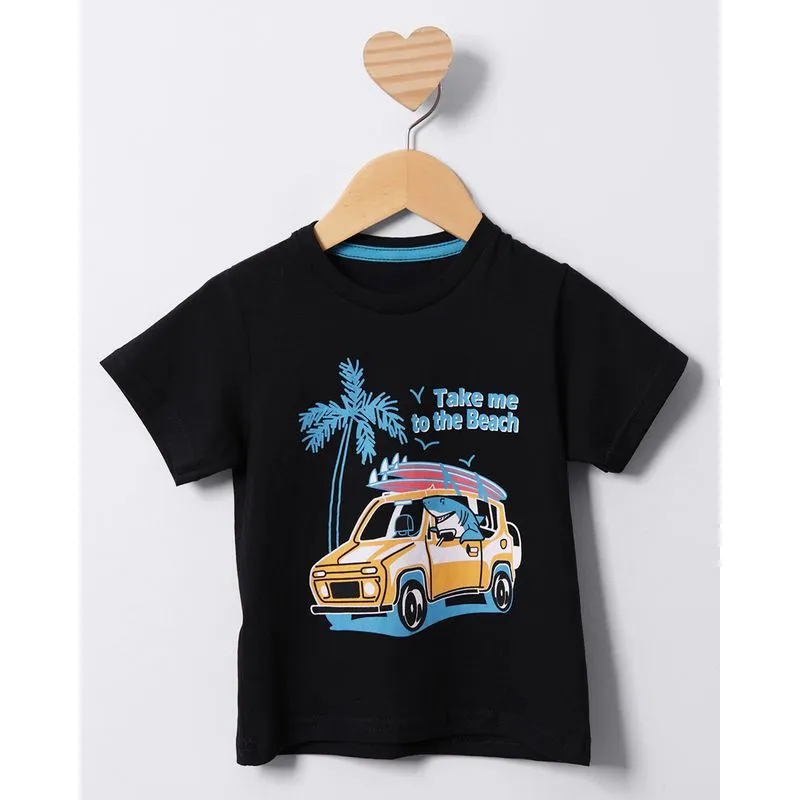 Camiseta Bebê Estampa Frontal Manga Curta Preta 1