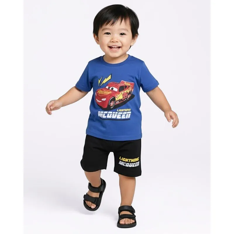 Conjunto Bebê Curto Algodão Carros Relâmpago McQueen Azul 2