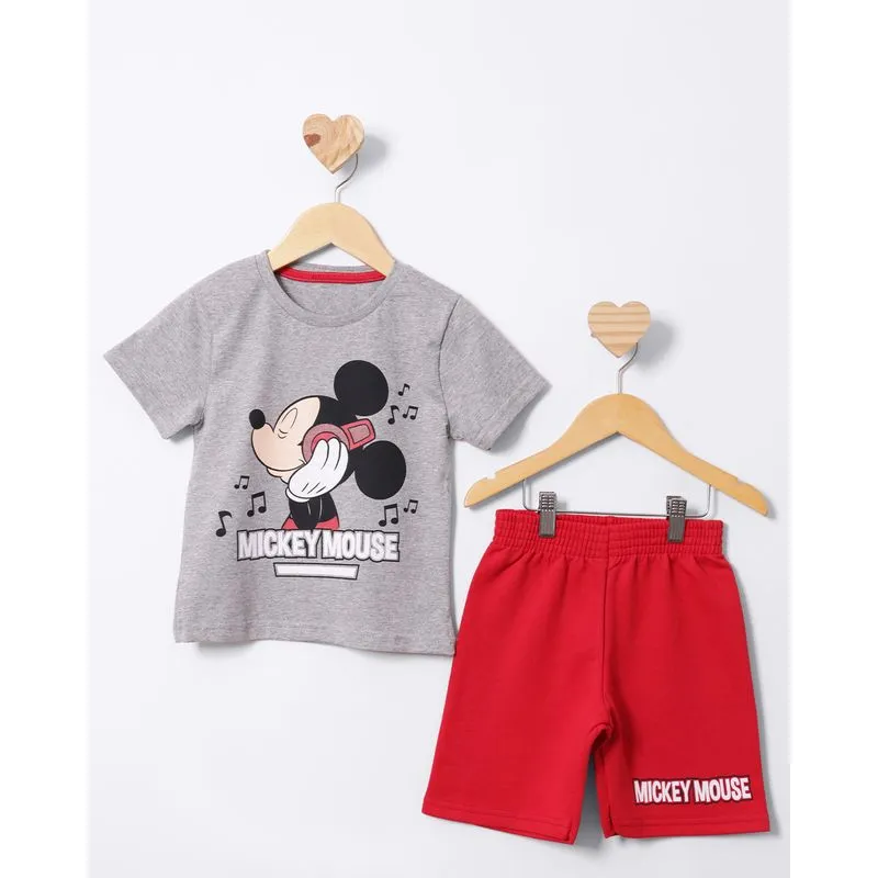 Conjunto Bebê Curto Disney Mickey Manga Curta Cinza 1