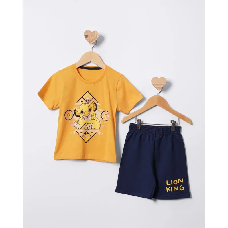 Conjunto Bebê Curto Manga Curta Disney O Rei Leão Mostarda 3