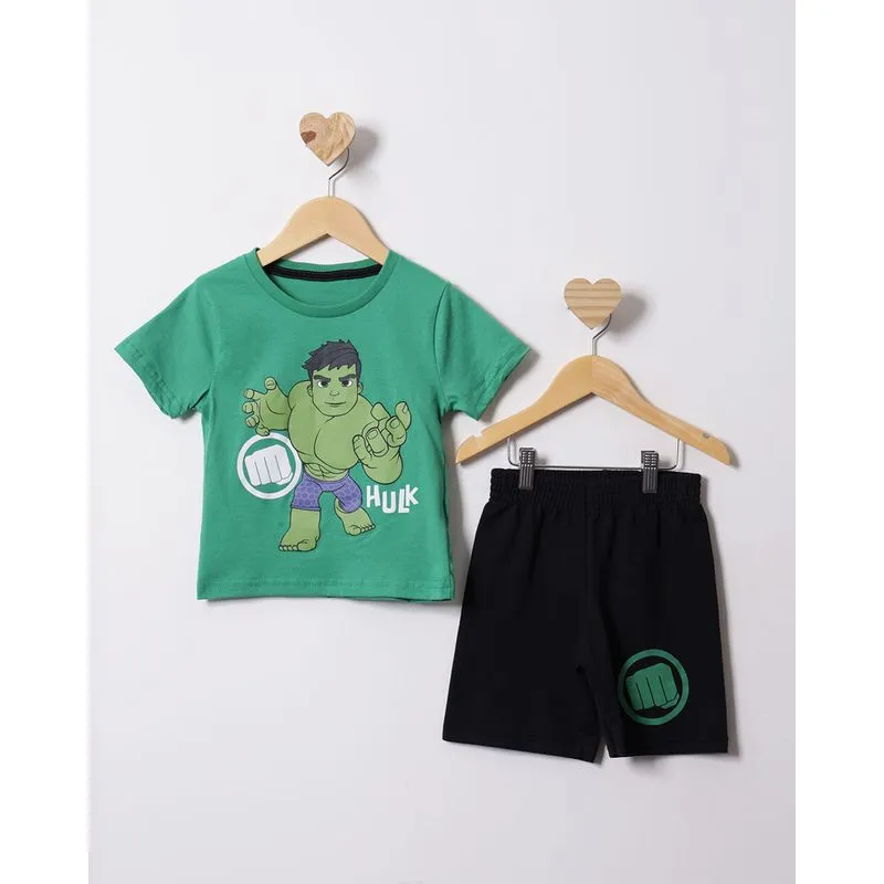Conjunto Bebê Curto Manga Curta Marvel Hulk Verde 1