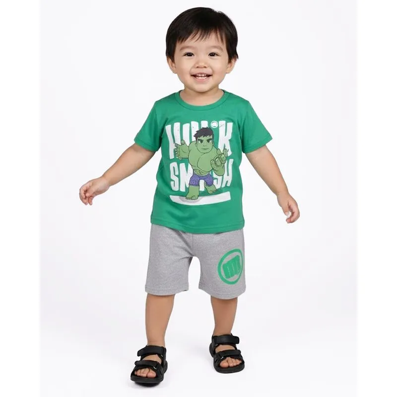 Conjunto Bebê Curto Algodão Marvel Hulk Verde 2