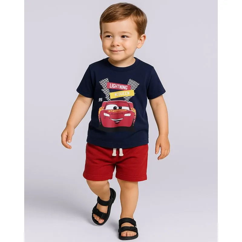 Camiseta Bebê Disney Relâmpago MCQueen Carros Marinho 2