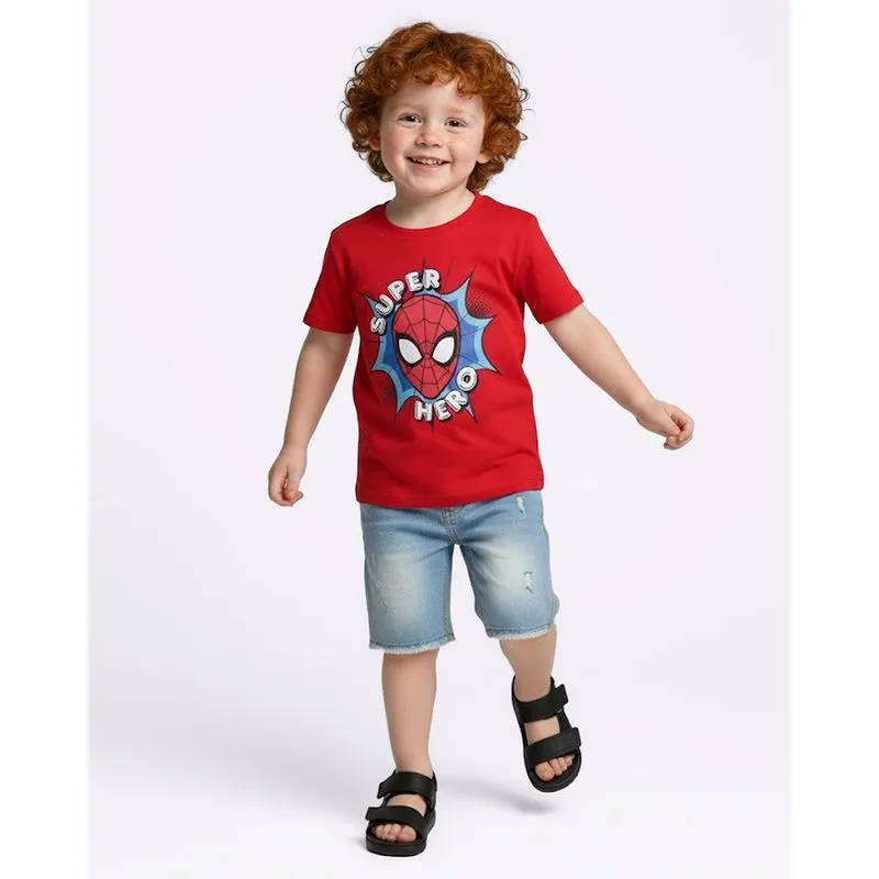 Camiseta Bebê Manga Curta Marvel Estampa Homem Aranha Vermelha 1