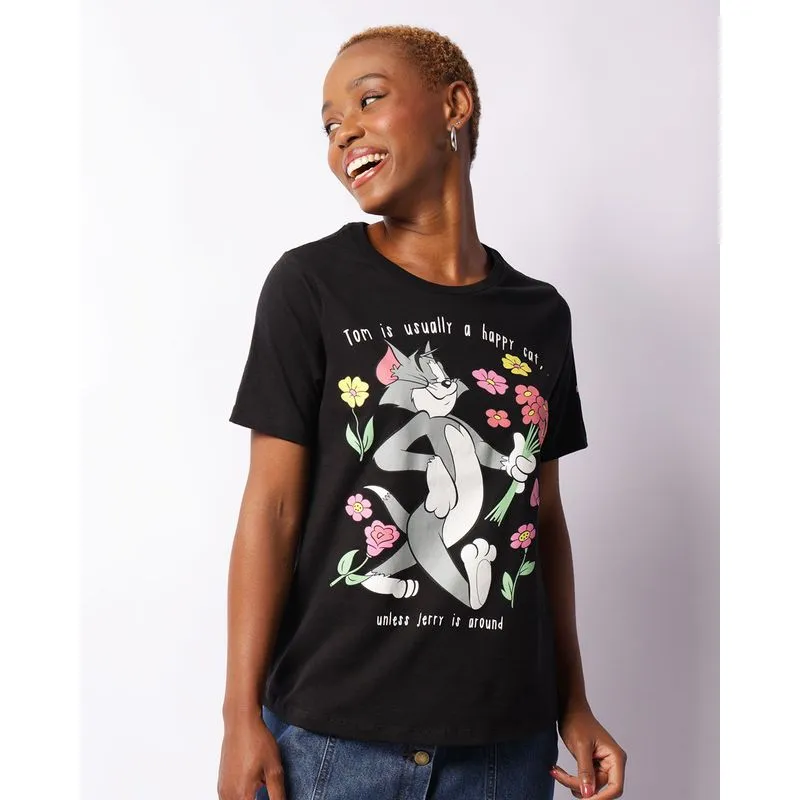 Camiseta Feminina Manga Curta Warner Bros Jerry Preta G