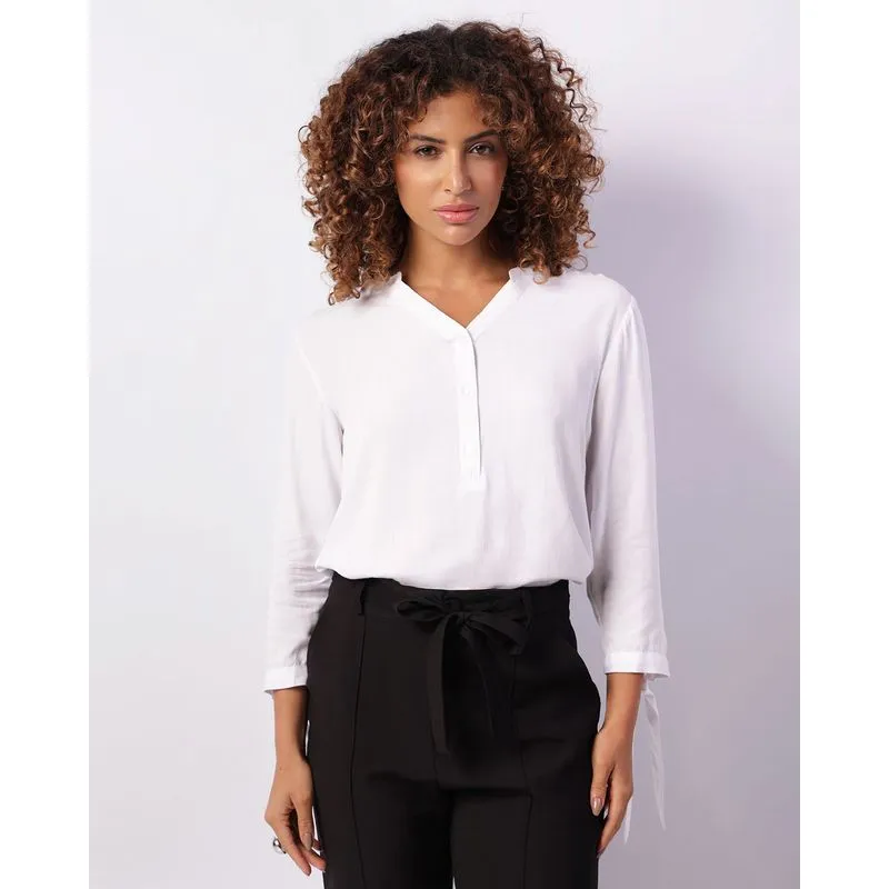 Bata Feminina Berry & Co. Manga 3/4 Viscose Branca M