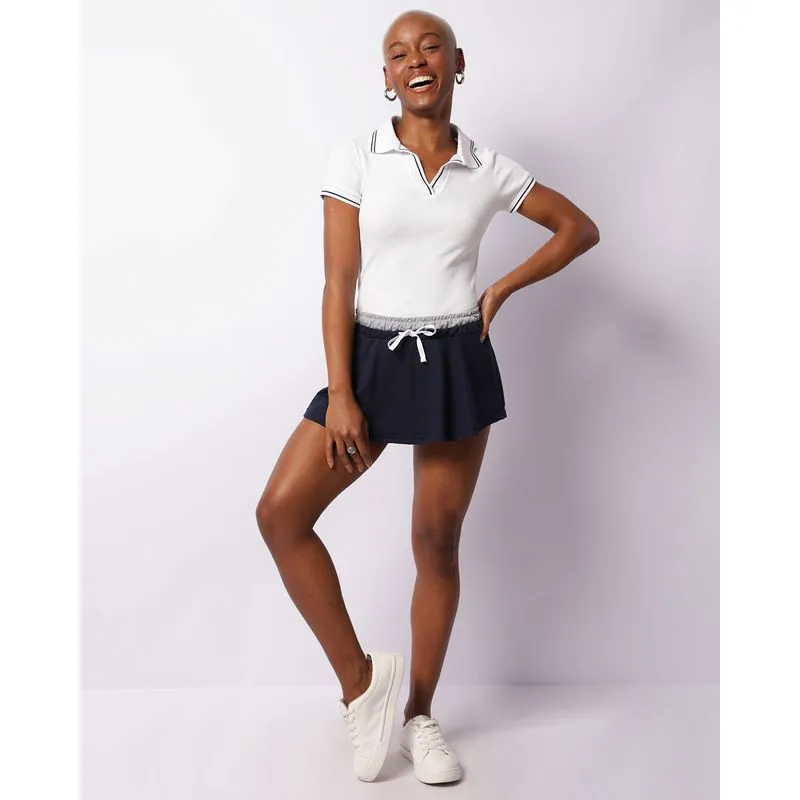 Short Saia Feminino Moletinho Curto Marinho P