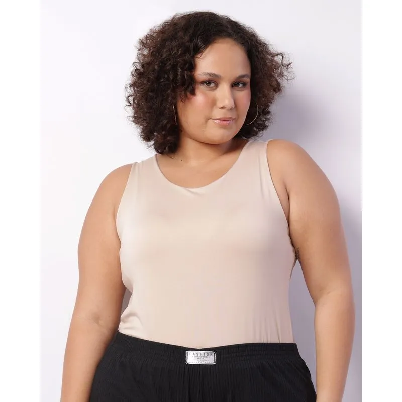 Regata Plus Size Feminina Suplex Bege G3