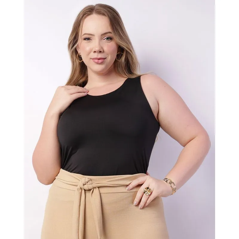 Regata Plus Size Feminina Suplex Preta G2