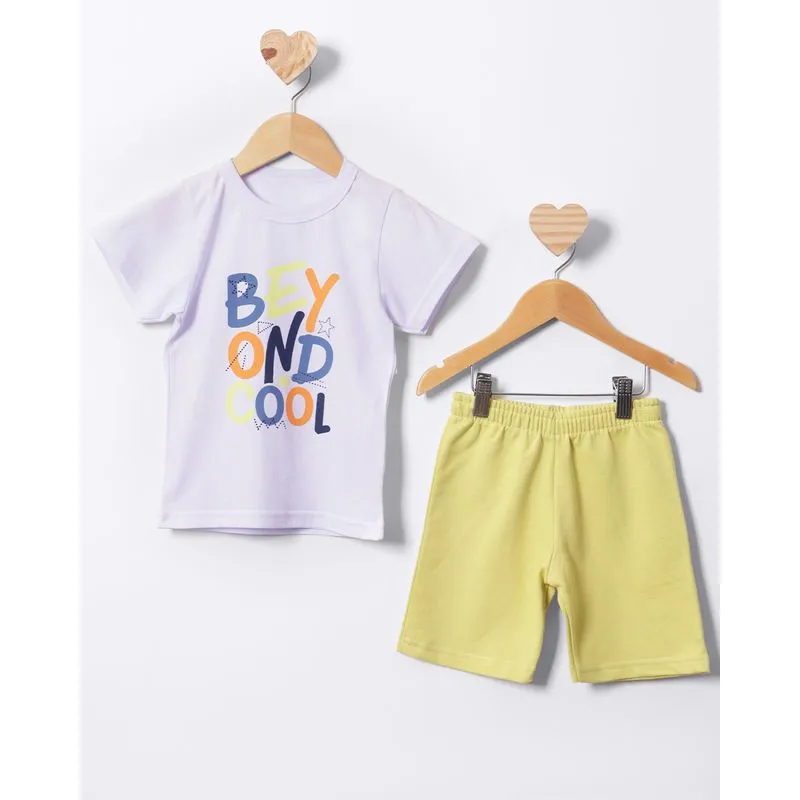 Conjunto Bebê Curto Estampa Escrita Manga Curta Branco 1