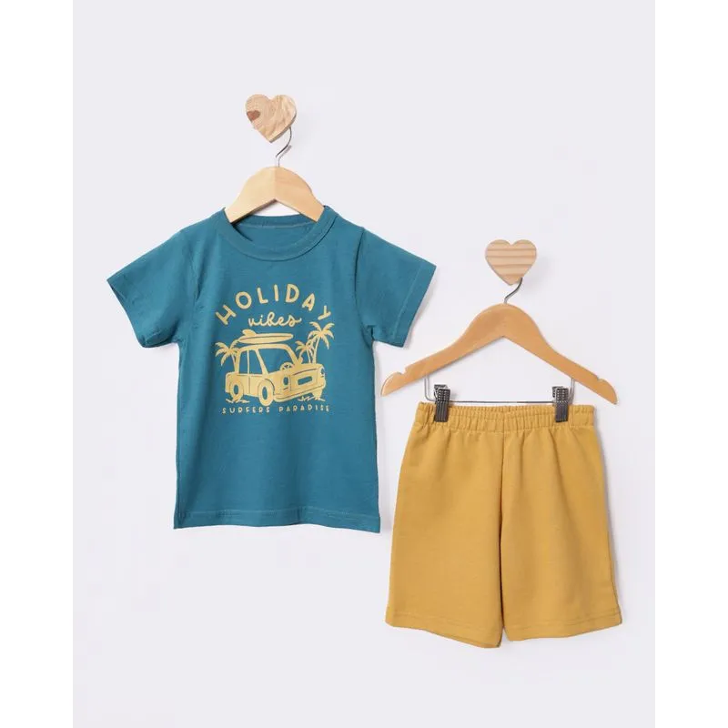 Conjunto Bebê Curto Estampa Tropical Verde 3