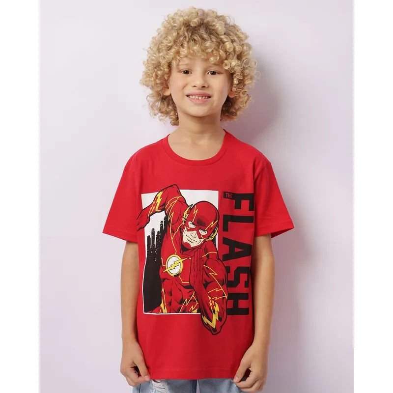 Camiseta Infantil DC Comics Flash Manga Curta Vermelha 6