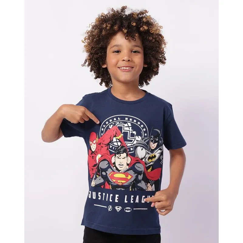 Camiseta Infantil Algodão DC Comics Liga da Justiça Marinho 8