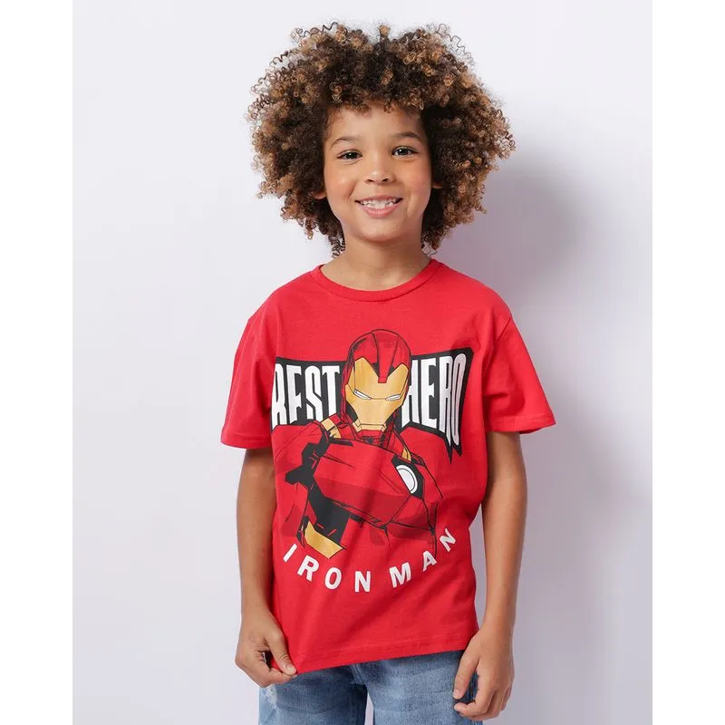 Camiseta Infantil Manga Curta Marvel Homem De Ferro Vermelha 10