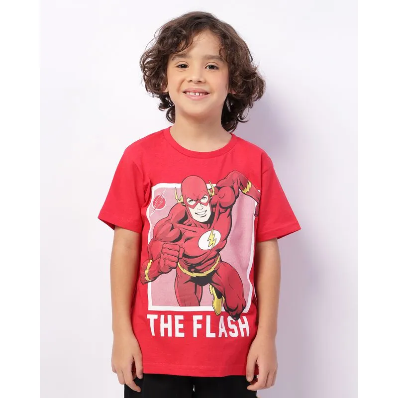 Camiseta Infantil DC Comics Flash Manga Curta Vermelha 6