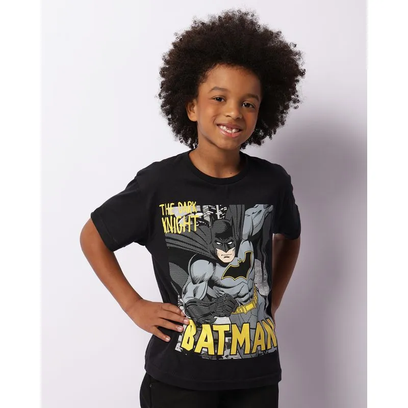 Camiseta Infantil DC Comics Batman Manga Curta Preta 10