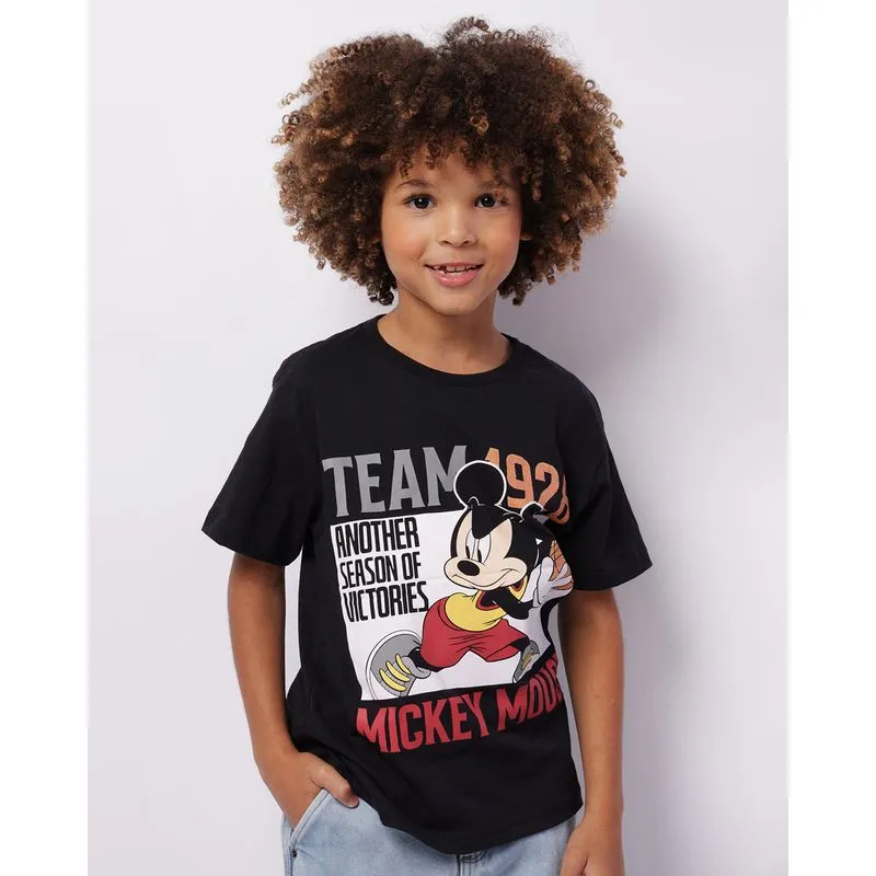 Camiseta Infantil Disney Manga Curta Preta 6