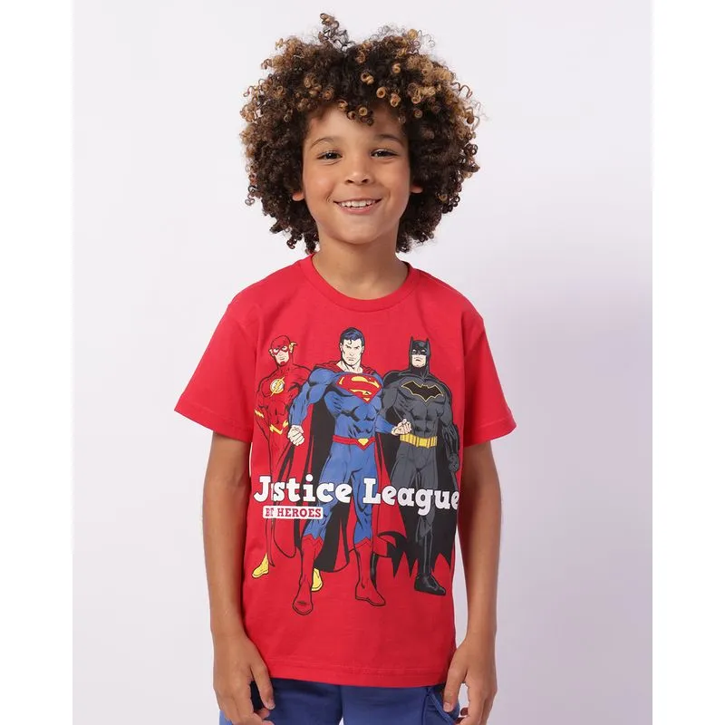 Camiseta Infantil Algodão DC Comics Liga da Justiça Vermelha 6