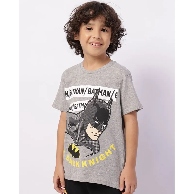 Camiseta Infantil DC Comics Batman Manga Curta Cinza 6