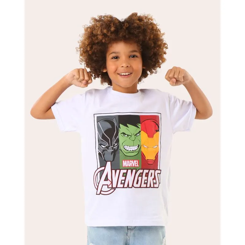 Camiseta Infantil Estampa Marvel Vingadores Branca 12