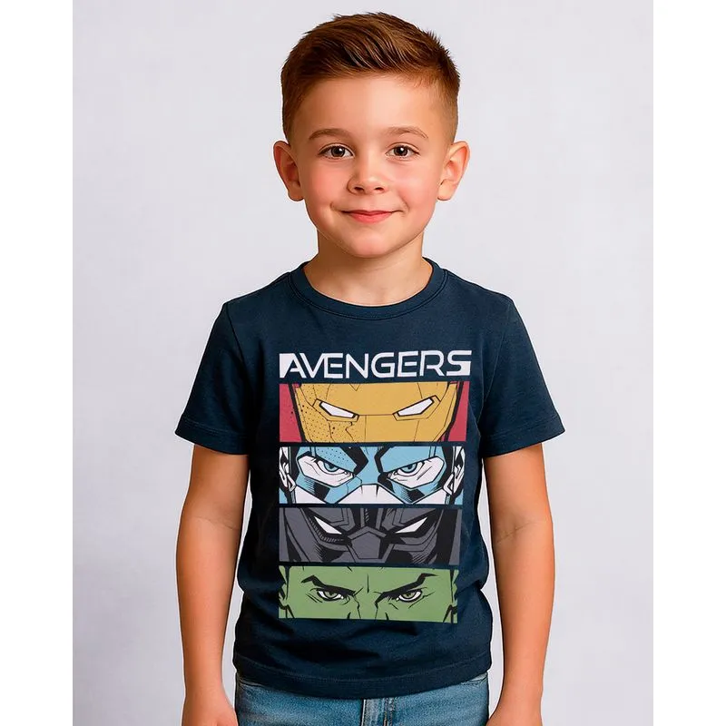 Camiseta Infantil Algodão Os Vingadores Marvel Marinho 8